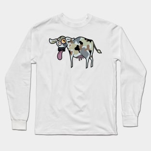 Graffiti of a cow in army pattern skin Long Sleeve T-Shirt